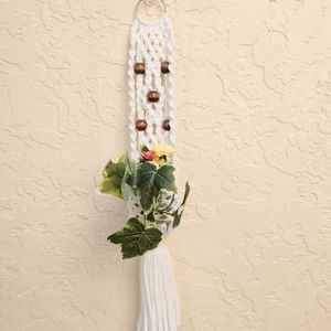 Plant Hanger Hand Crafted Macrame Boho Wall Art Botanical  White Holiday